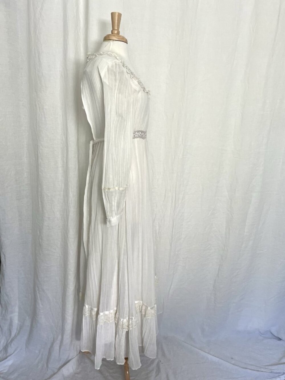 Vintage 70’s Gunne Sax Prairie Cottagecore Long Sleeve Maxi Dress Wedding sz XS - Picture 7 of 16